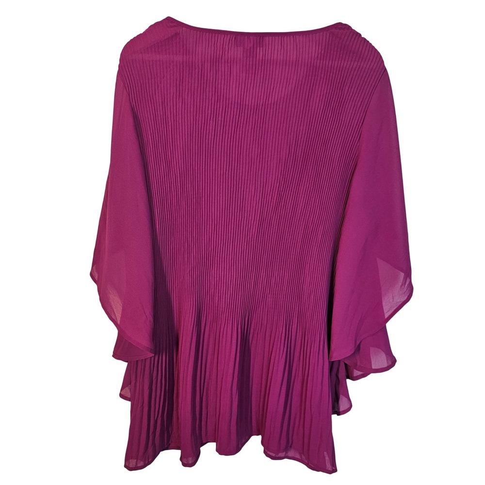 Catherines Magenta Purple Fairycore Whimsy Flutter Sleeve Flowy Blouse Size 1X - Picture 5 of 9